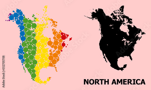 Rainbow Mosaic Map of North America for LGBT