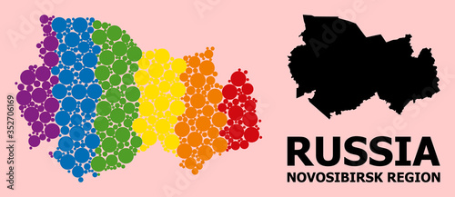 Rainbow Pattern Map of Novosibirsk Region for LGBT