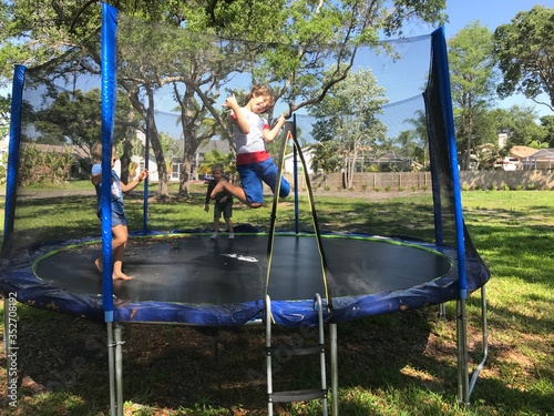 boy on trampoline