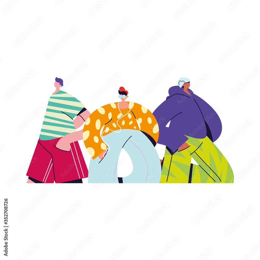 Fototapeta premium Urban men cartoons with casual cloth vector design