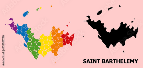 Rainbow Mosaic Map of Saint Barthelemy for LGBT