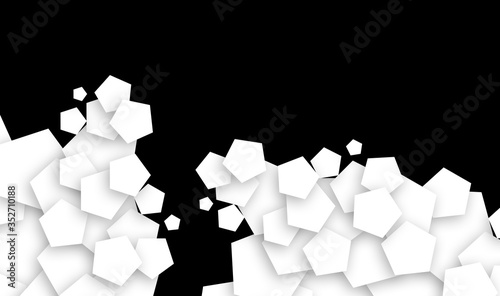 Fototapeta Naklejka Na Ścianę i Meble -  Pentagon shape fractal design soft shadow on black backgrond stock photoFractal, Pentagon - Shape, Abstract, At The Edge Of, Black And White