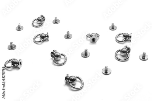 Fototapeta Naklejka Na Ścianę i Meble -  Metal half ring for leather isolated on white background