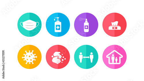 Vector icon set for Covid-19