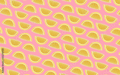 Set of yummy jelly candies on color background