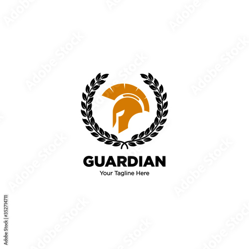 Knight helmet and wreath Logo