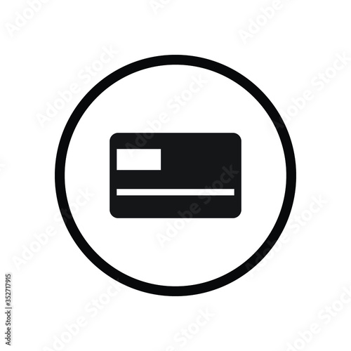 Black single round  pay by credit card icon, simple business flat design pictogram interface element for app ads logo ui ux seal web banner button, eps 10 vector isolated on white background