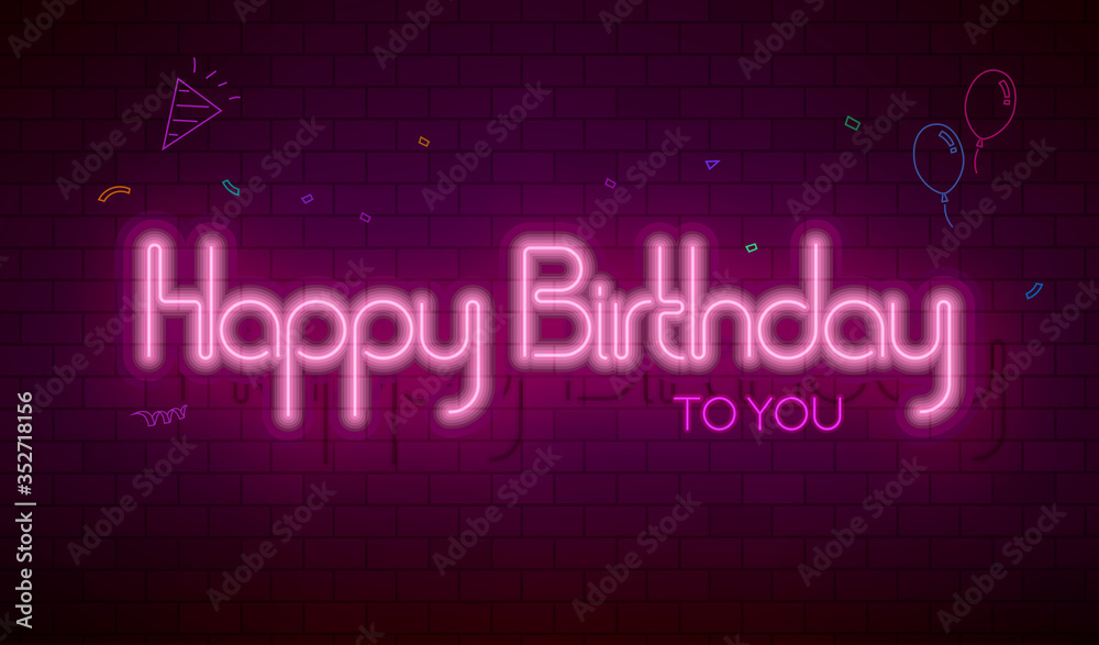 Neon happy birthday background. Neon happy birthday background.