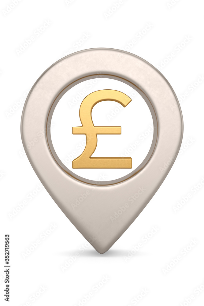 Steel Pin with currency symbol isolated on white background. 3D illustration. Steel Pin with currency symbol isolated on white background. 3D illustration.