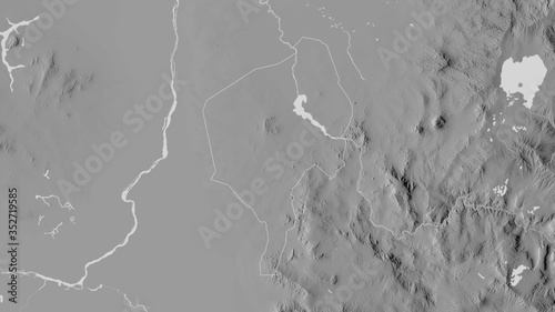 Blue Nile, Sudan - outlined. Grayscale