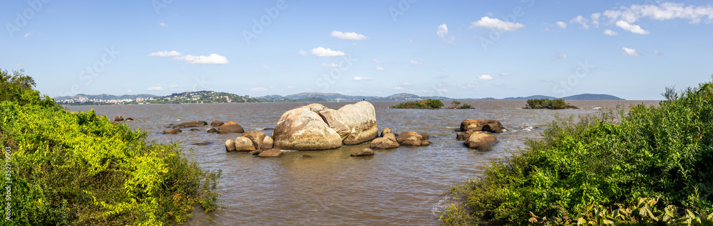 Panorama of Ilha das Pedras Brancas Island and Guaiba lake Panorama of Ilha das Pedras Brancas Island and Guaiba lake