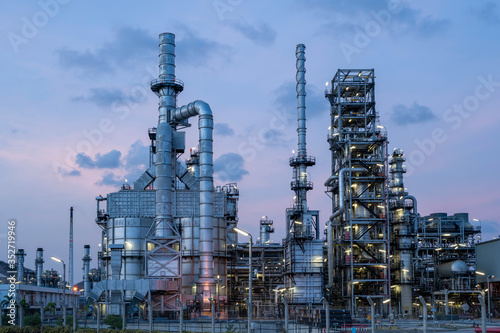 oil refinery at twilight