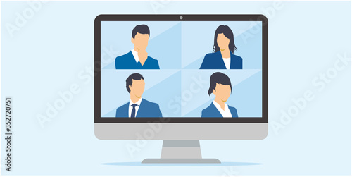Virtual Meetings, Work from Home vector