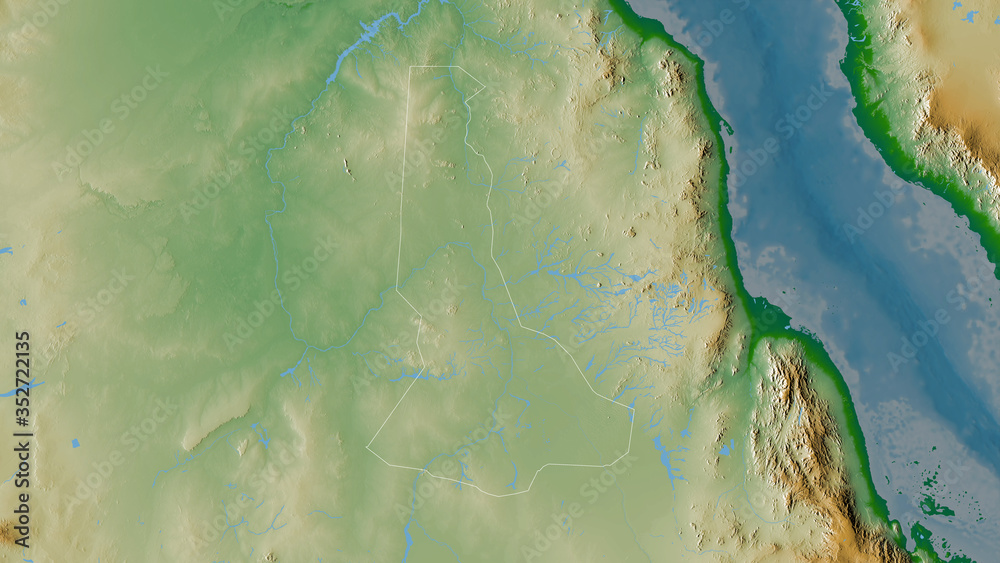 River Nile, Sudan - outlined. Physical