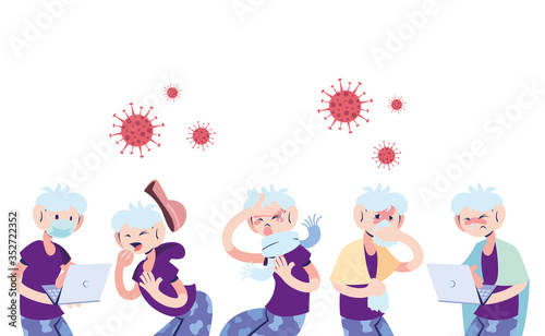 old men with masks and victims of coronavirus