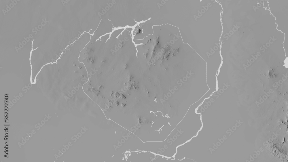 South Kurdufan, Sudan - outlined. Grayscale