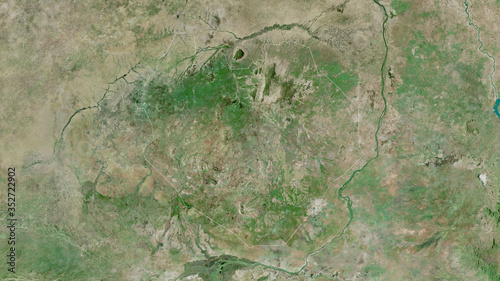 South Kurdufan, Sudan - outlined. Satellite photo