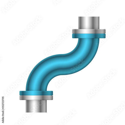 Pipe vector. Made from steel or metal connection by flange fitting fixing by screw and bolt. Part for pipeline construction to transportation oil and gas in industry, water in plumbing and irrigation.