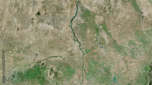 White Nile, Sudan - outlined. Satellite