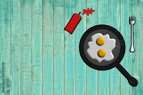 fried eggs on a frying pan