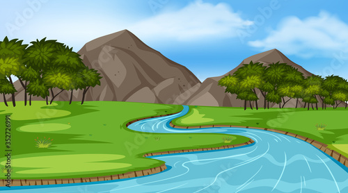 Background scene with many trees in the park