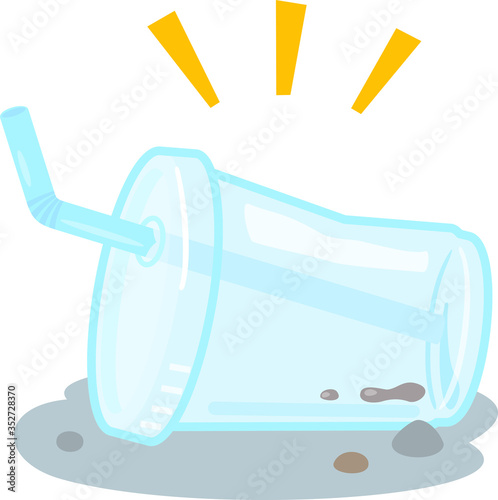 ポイ捨てされたプラスチックカップ