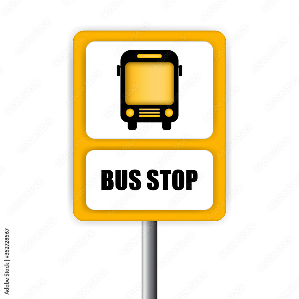 Yellow rectangle bus stop sign, traffic road vector. ESP10 Yellow rectangle bus stop sign, traffic road vector. ESP10