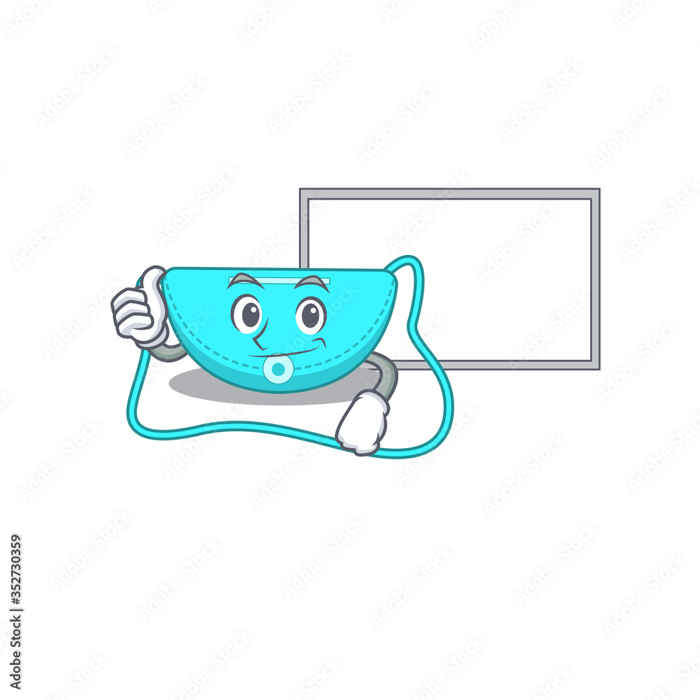sling bag cartoon design with Thumbs up finger bring a white board sling bag cartoon design with Thumbs up finger bring a white board