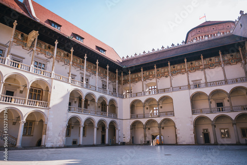 Inner courtyard of Wawel Castle in Krakow, Poland.
