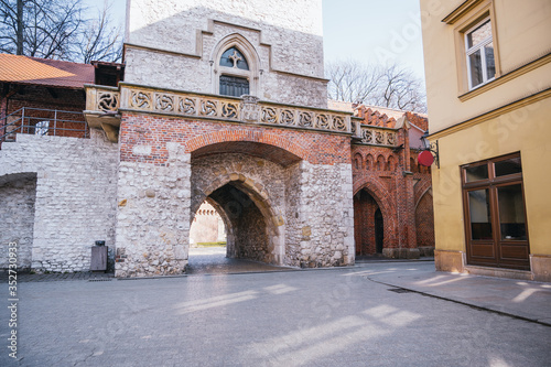 Entrance to the old medieval citadel in Krakow, Poland