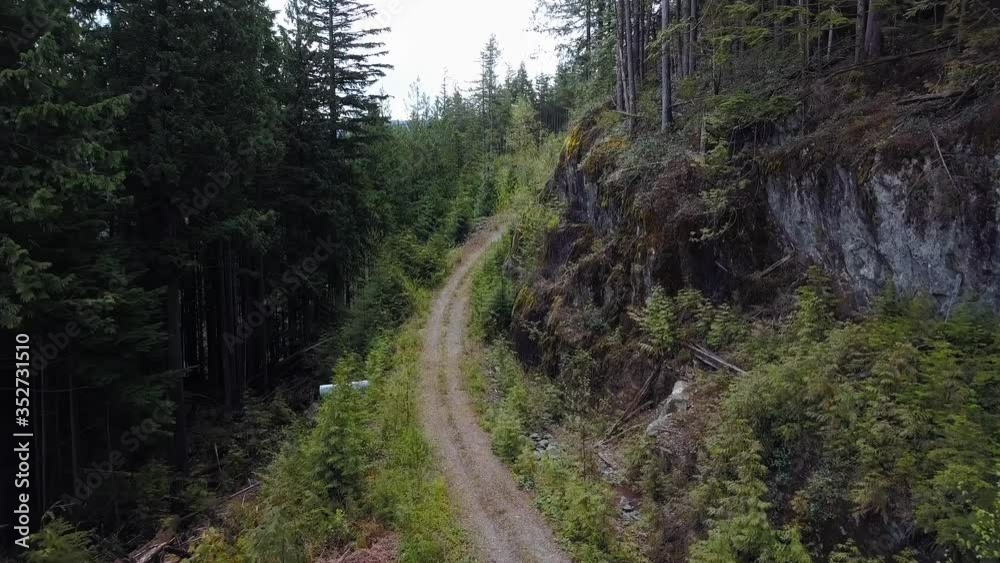 Mountain Trails Leading To The Summit Of Golden Ears Provincial Park Near The Stave Lake In Vancouver, Canada. - aerial wide Mountain Trails Leading To The Summit Of Golden Ears Provincial Park Near The Stave Lake In Vancouver, Canada. - aerial wide