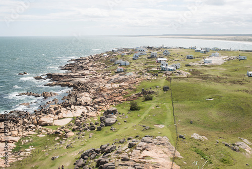 Aerial view of the coast of Cabo Polonio, a beautiful tourist Uruguayan town photo