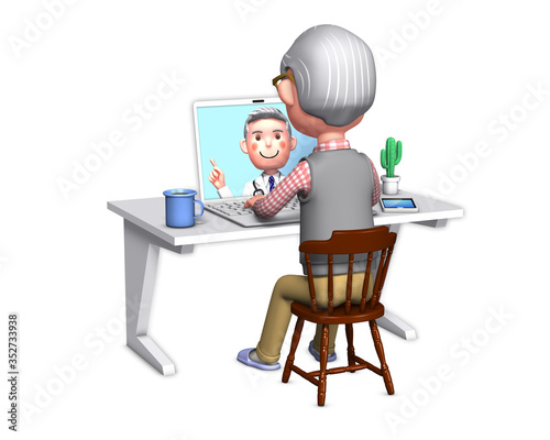 Illustration of a person who has been examined online by 3d rendering_1