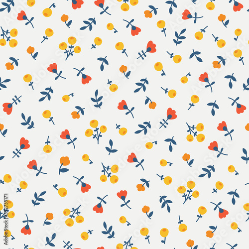 Seamless colorful ditsy floral pattern background.