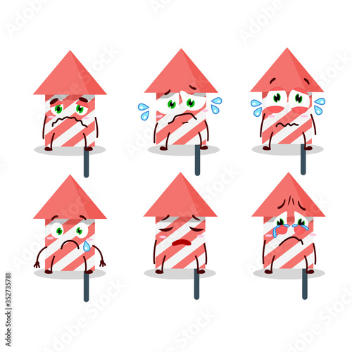Fire cracker cartoon character with sad expression