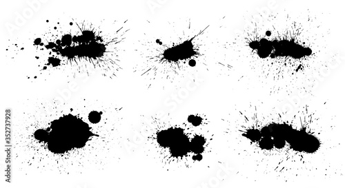 Collection of Ink splashes isolated on white background