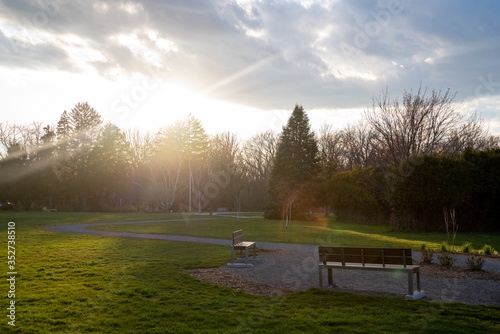 Beautiful Outdoor Park in Hamilton during Sunset with vibrant sunset lighting