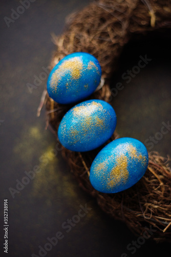 easter eggs in a basket