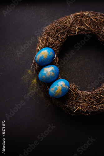easter eggs in a basket