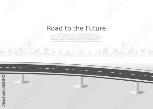 Wallpaper Mural Roadway journey to the future. Asphalt street isolated on city background. Symbols Way to the goal of the end point. Path mean successful business planning Suitable for advertising and presentstation Torontodigital.ca