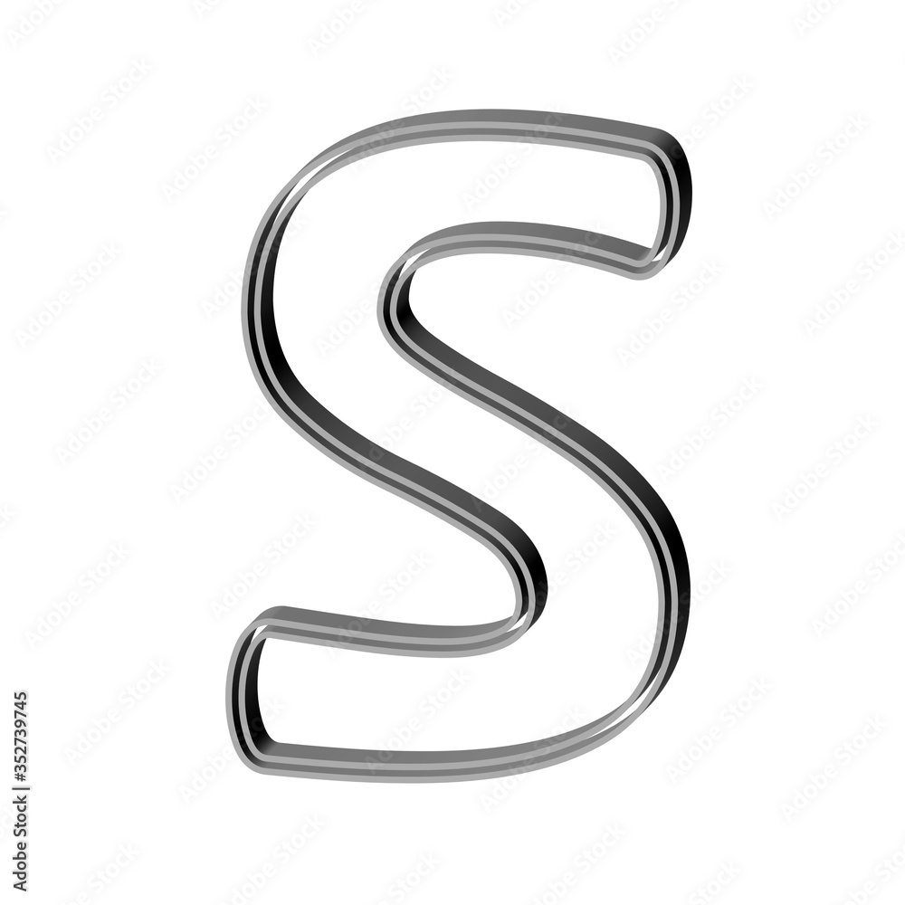3D CARTOON STYLE ENGLISH ALPHABET MADE OF DOUBLE SILVER METAL OUTLINES : S 3D CARTOON STYLE ENGLISH ALPHABET MADE OF DOUBLE SILVER METAL OUTLINES : S
