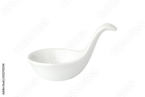 Empty bowl spoon isolated on white background.