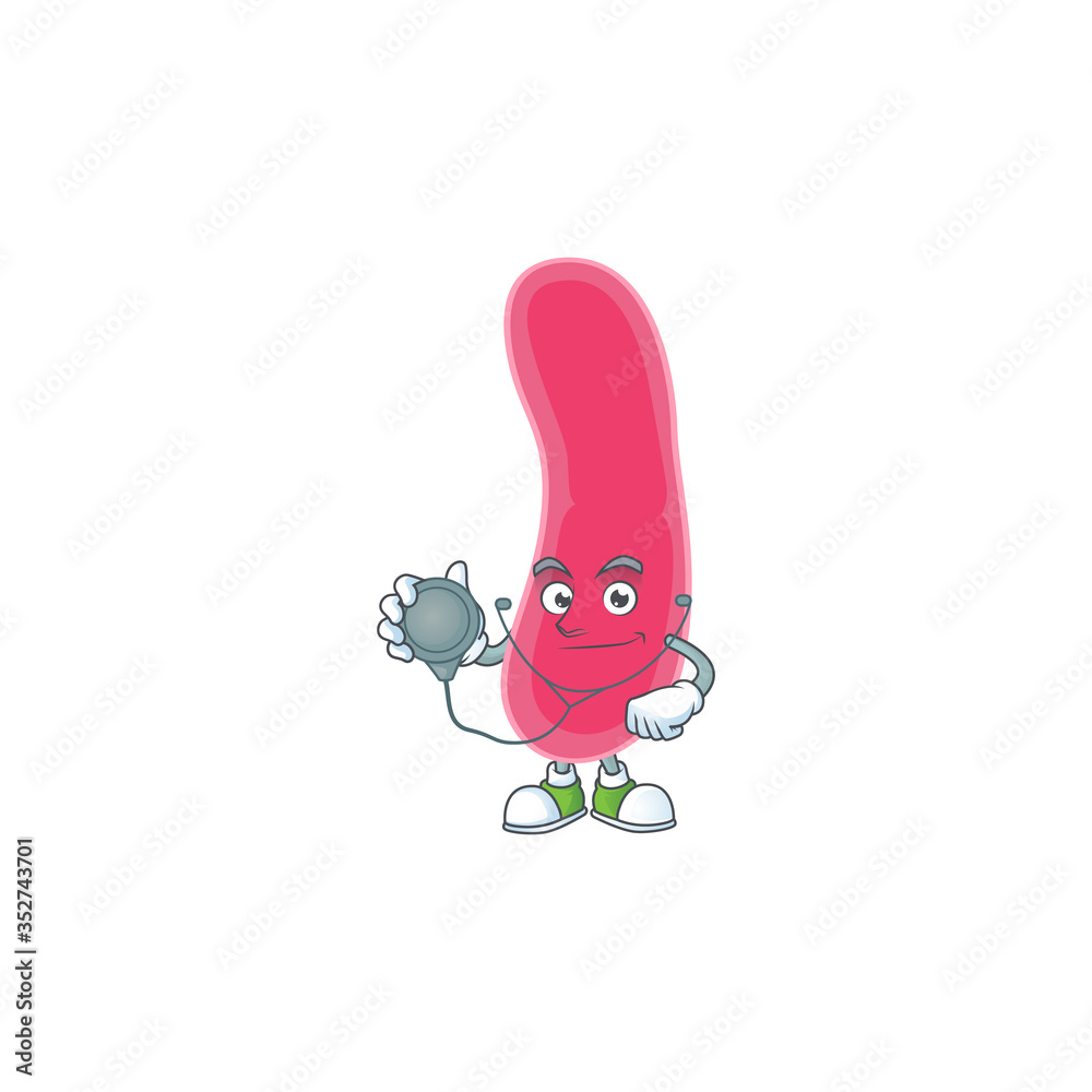 Cartoon character of fusobacteria dedicated Doctor Work with stethoscope Cartoon character of fusobacteria dedicated Doctor Work with stethoscope