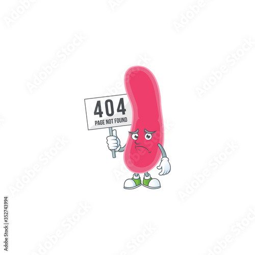 gloomy face of fusobacteria cartoon character with 404 boards