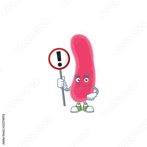 Caricature picture of fusobacteria holding a sign