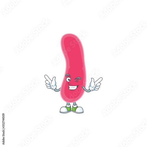 Cartoon drawing concept of fusobacteria showing cute wink eye