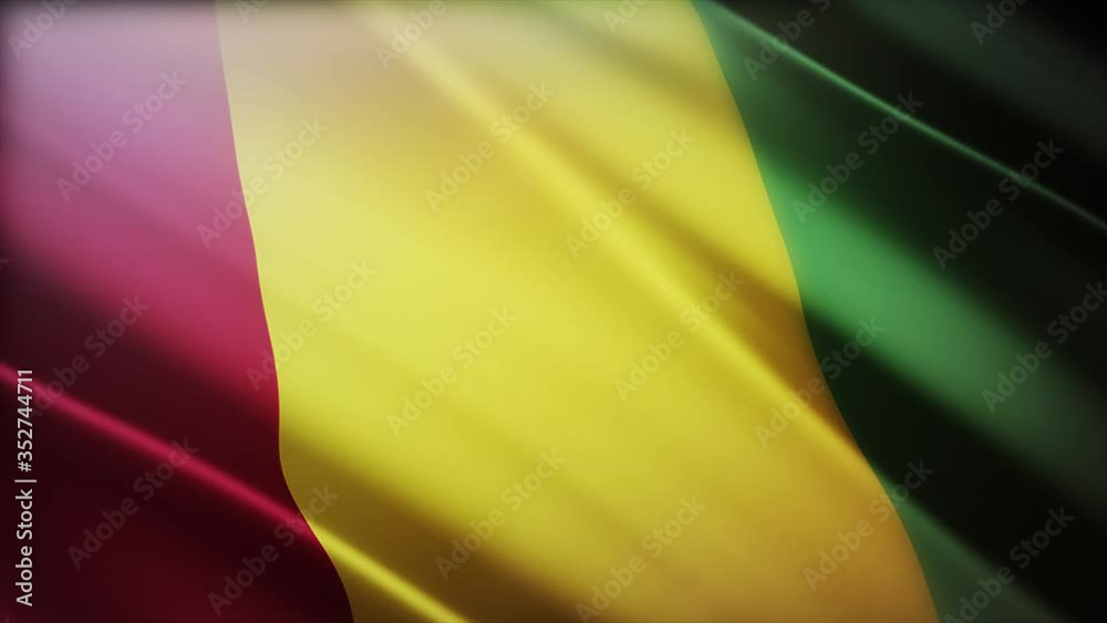 4k Guinea National flag slow waving with visible wrinkles in wind blue sky seamless loop background.A fully digital rendering;animation loops at 40 seconds;smooth texture. 4k Guinea National flag slow waving with visible wrinkles in wind blue sky seamless loop background.A fully digital rendering;animation loops at 40 seconds;smooth texture.