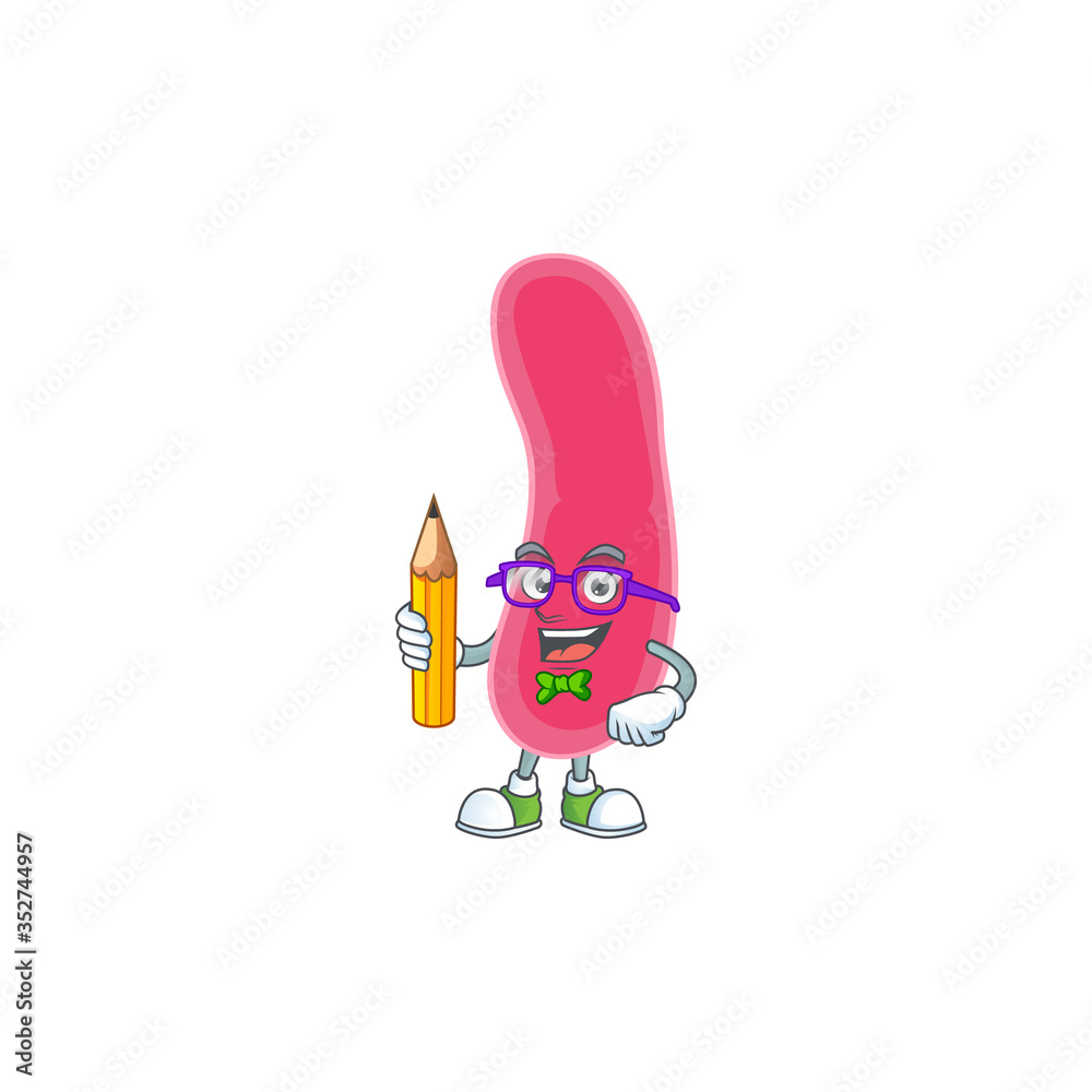 Fusobacteria student Mascot design concept studying at home