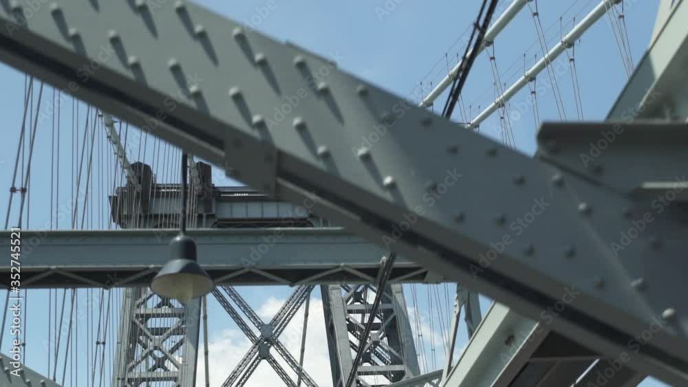 Empty American Bridge Camera Moving forward. Empty Manhattan Bridge. Camera moving forward. People walking in background. Empty American Bridge Camera Moving forward. Empty Manhattan Bridge. Camera moving forward. People walking in background.