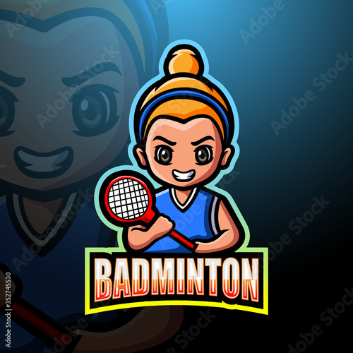 Badminton mascot esport logo design